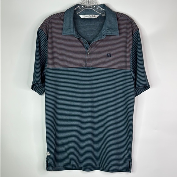 Travis Mathew Other - Travis Mathew Men's Blue and Gray Striped Polo Shirt Size Medium